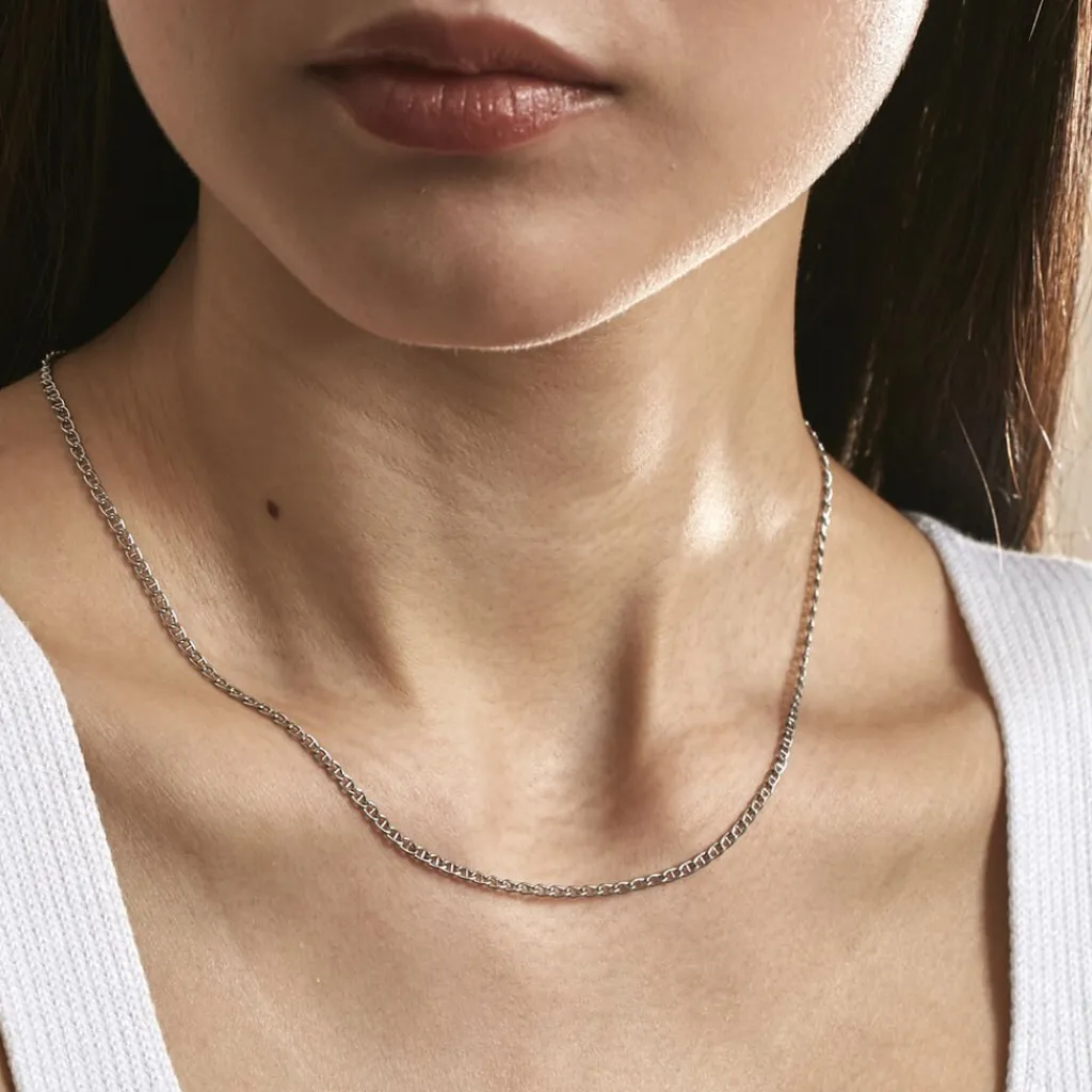 Histoire d'Or Chaîne Capucin Maille Marine Plate or blanc Online