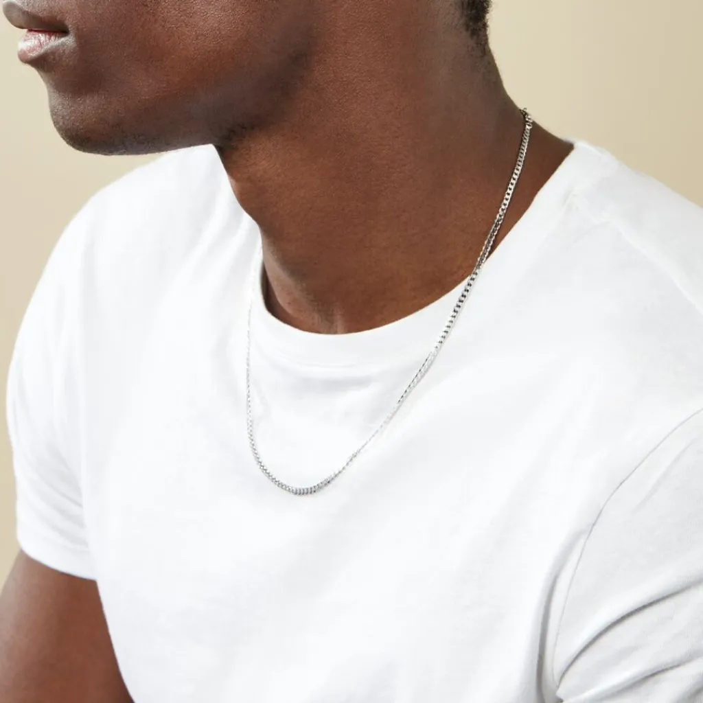 Histoire d'Or Chaîne Casper Maille Gourmette Argent Blanc Hot