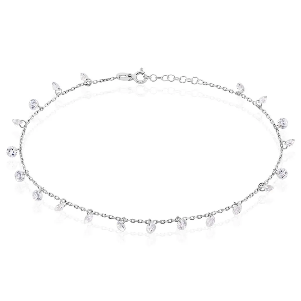 Histoire d'Or Chaîne De Cheville Carolaine De Zirconium argent blanc oxyde Clearance