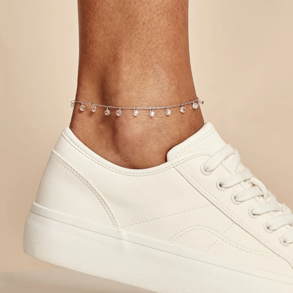 Histoire d'Or Chaîne De Cheville Carolaine De Zirconium argent blanc oxyde Clearance