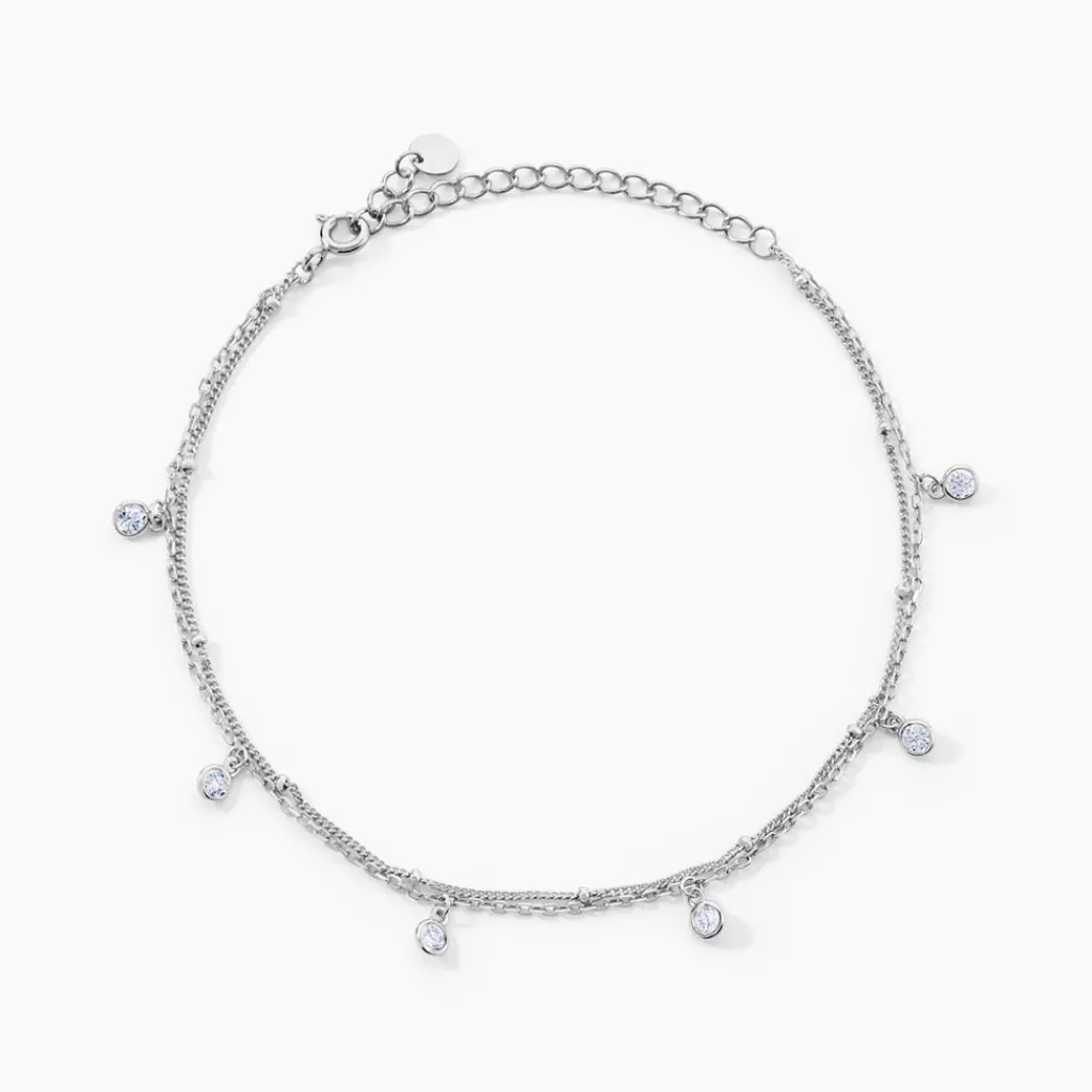 Histoire d'Or Chaîne De Cheville Heidi Argent Blanc Oxyde De Zirconium argent blanc oxyde lavande Discount