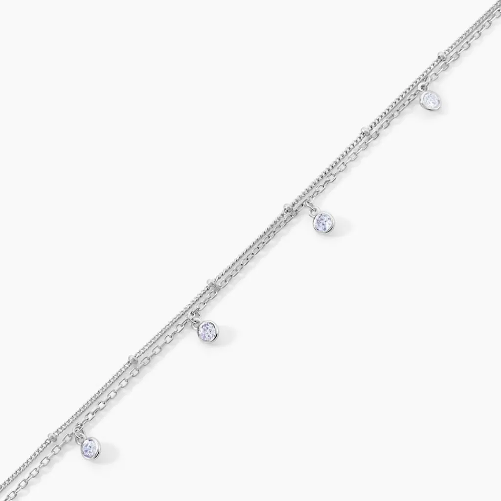 Histoire d'Or Chaîne De Cheville Heidi Argent Blanc Oxyde De Zirconium argent blanc oxyde lavande Discount