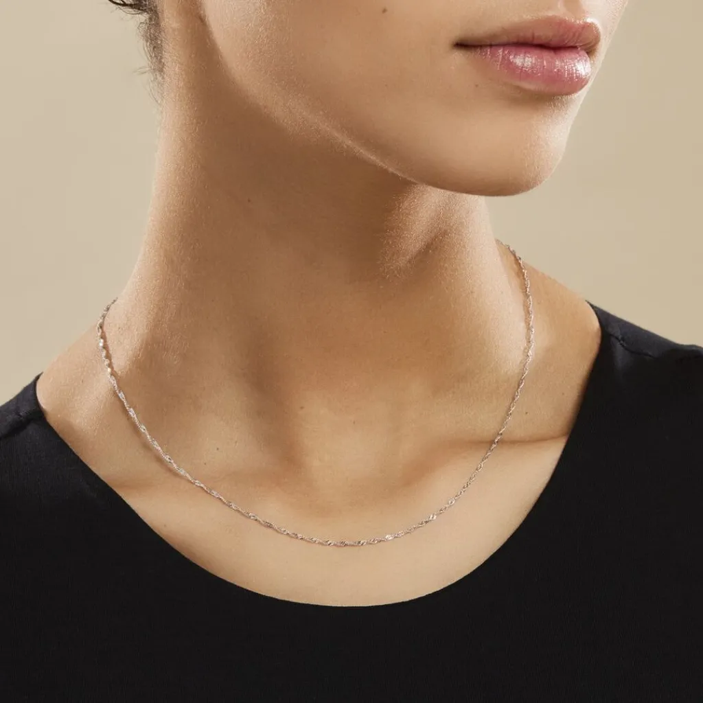 Histoire d'Or Chaîne Ons Maille Singapour Or Blanc Clearance