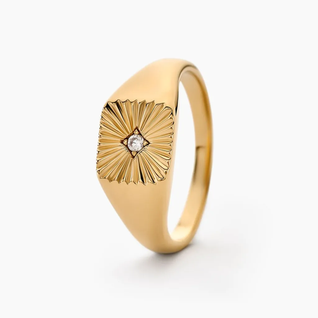 Histoire d'Or Chevaliere Plaqué Or Erditse Oxyde De Zirconium Best