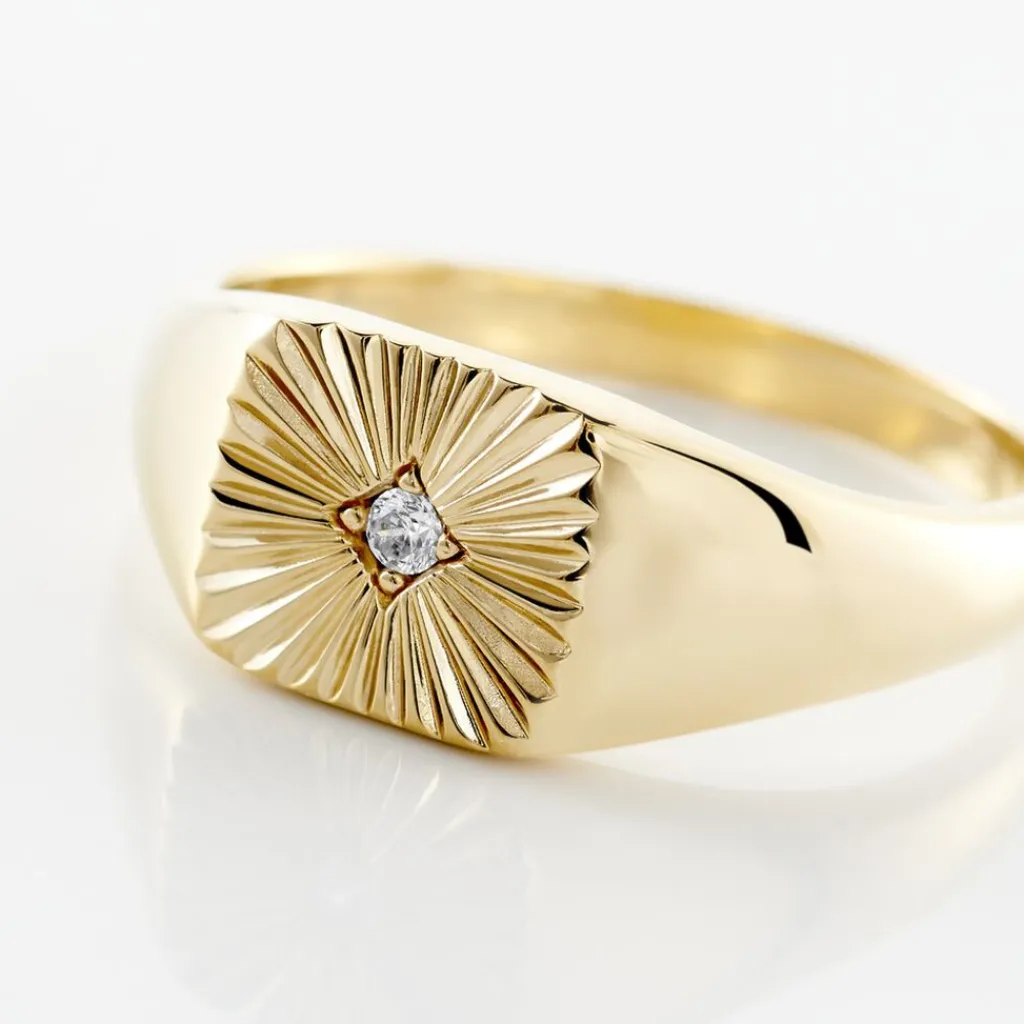 Histoire d'Or Chevaliere Plaqué Or Erditse Oxyde De Zirconium Best