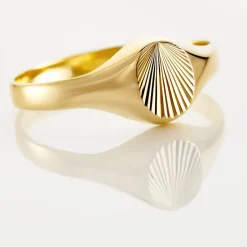 Histoire d'Or Chevaliere Solarium Or Jaune Ovale Soleil Outlet