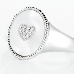 Histoire d'Or Chevalière Aracely Argent Blanc Nacre Oxyde De Zirconium Sale