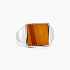 Histoire d'Or Chevalière Argent Blanc Atilio Oeil De Tigre Best