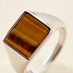 Histoire d'Or Chevalière Argent Blanc Atilio Oeil De Tigre Best