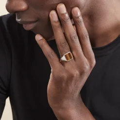 Histoire d'Or Chevalière Argent Blanc Atilio Oeil De Tigre Best