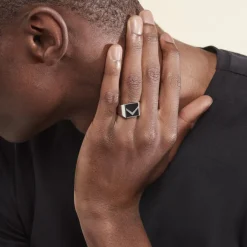 Histoire d'Or Chevalière Argent Blanc Christoffer Email Discount