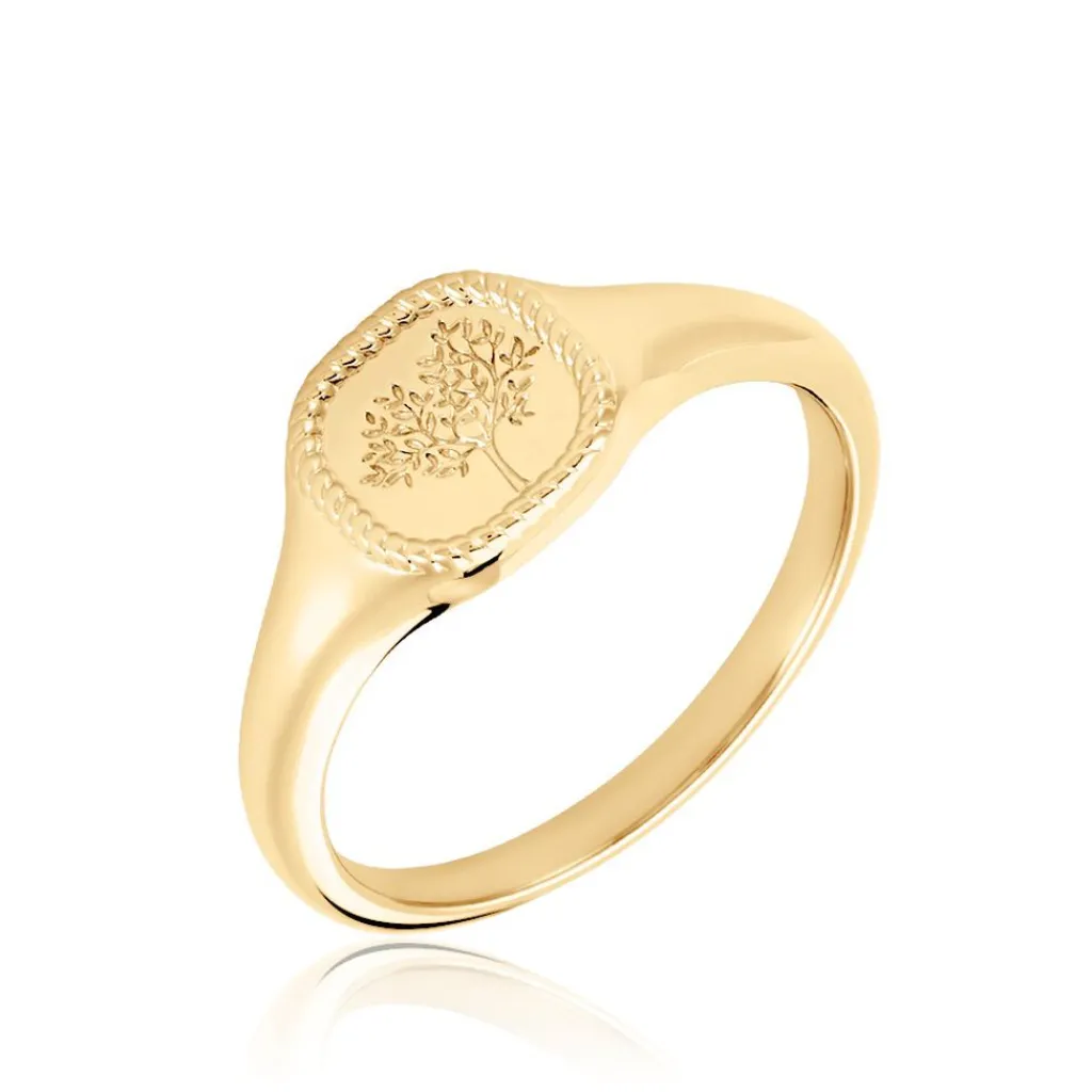 Histoire d'Or Chevalière Aviv Plaqué Or Jaune New