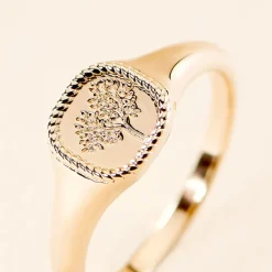 Histoire d'Or Chevalière Aviv Plaqué Or Jaune New