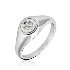 Histoire d'Or Chevalière Chesley Argent Blanc Oxyde De Zirconium Hot