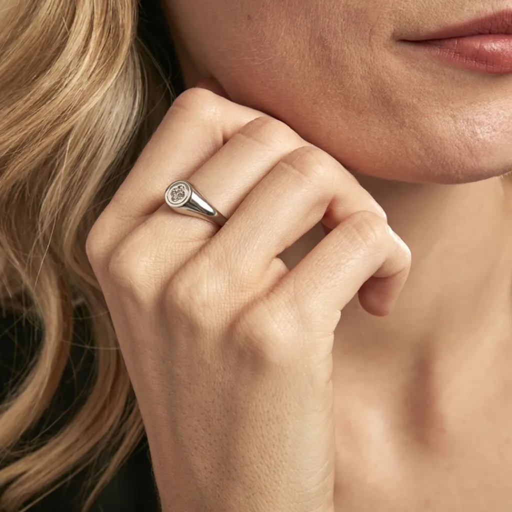 Histoire d'Or Chevalière Chesley Argent Blanc Oxyde De Zirconium Hot