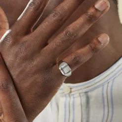 Histoire d'Or Chevalière Cillian argent blanc Clearance