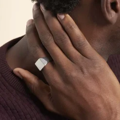 Histoire d'Or Chevalière Cillian Argent Blanc Hot