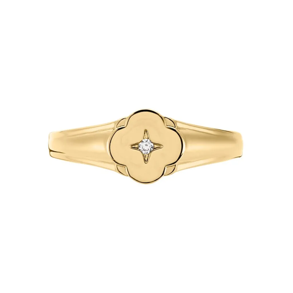 Histoire d'Or Chevalière Cosma Plaqué Or Jaune Oxyde De Zirconium New