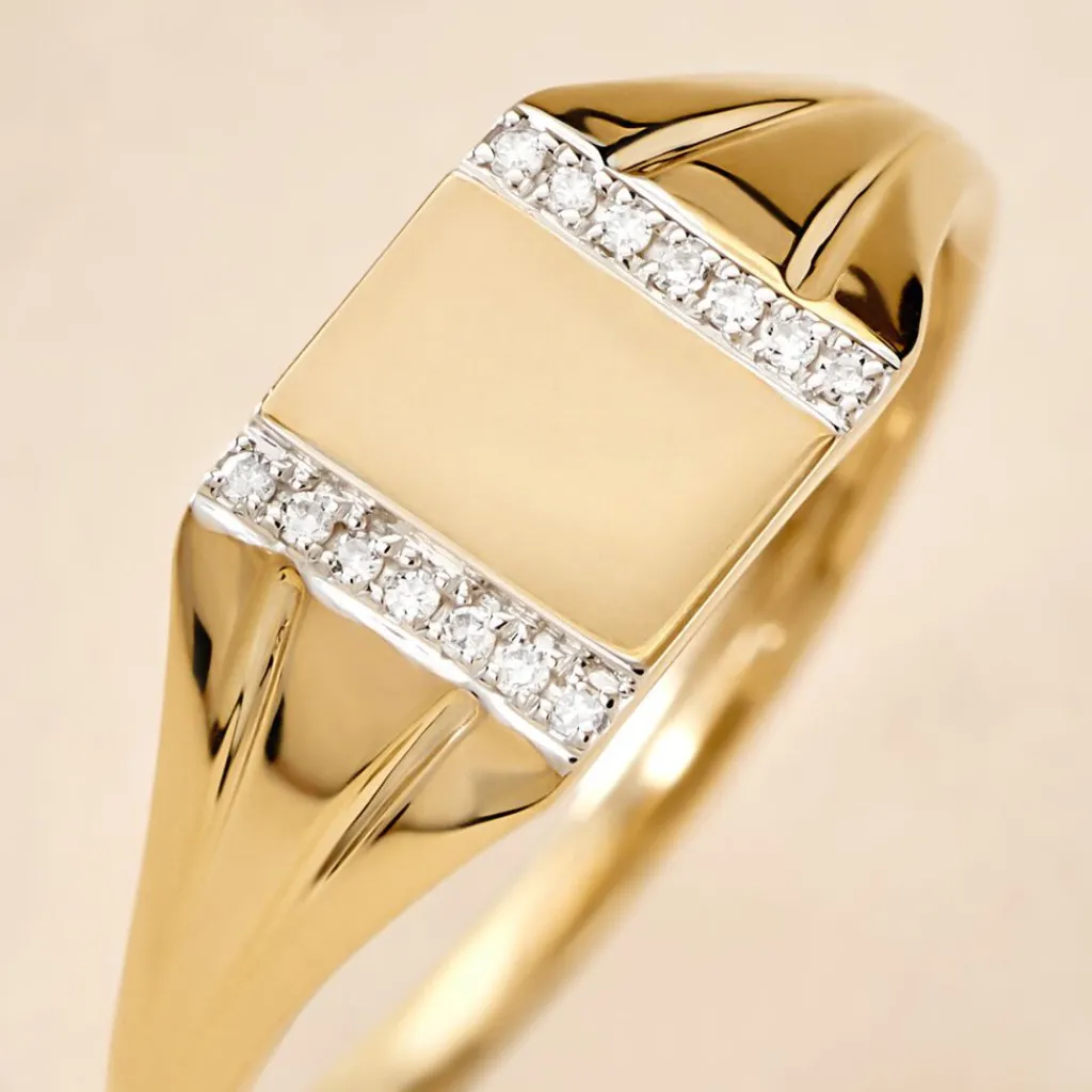 Histoire d'Or Chevalière Earl Or Jaune Diamant Hot