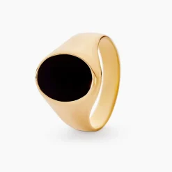 Histoire d'Or Chevalière Filipp Ovale Or Jaune Onyx