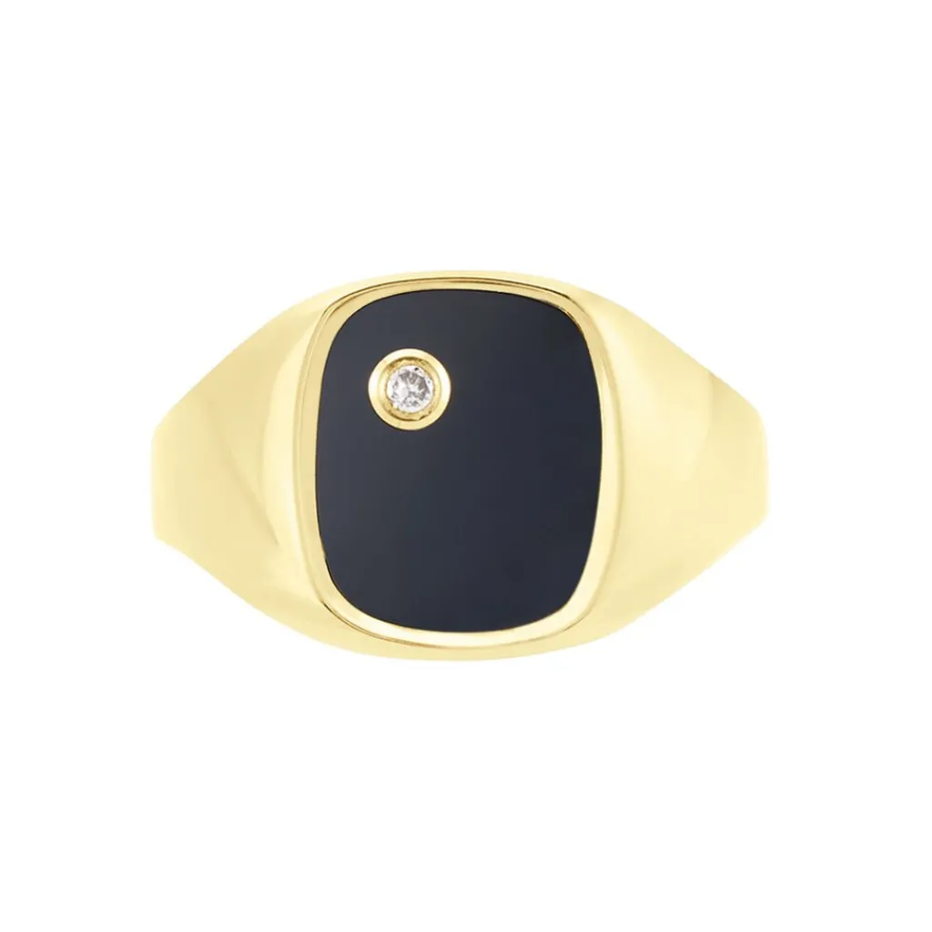 Histoire d'Or Chevalière Glynn Or Jaune Onyx Diamant Clearance