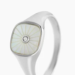 Histoire d'Or Chevalière Goddess Argent Blanc Nacre Oxyde De Zirconium argent blanc nacre blanc Best