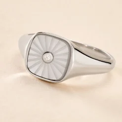 Histoire d'Or Chevalière Goddess Argent Blanc Nacre Oxyde De Zirconium argent blanc nacre blanc Best