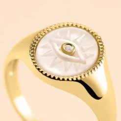 Histoire d'Or Chevalière Goddess Argent Doré Nacre Oxyde De Zirconium argent doré nacre blanc Online