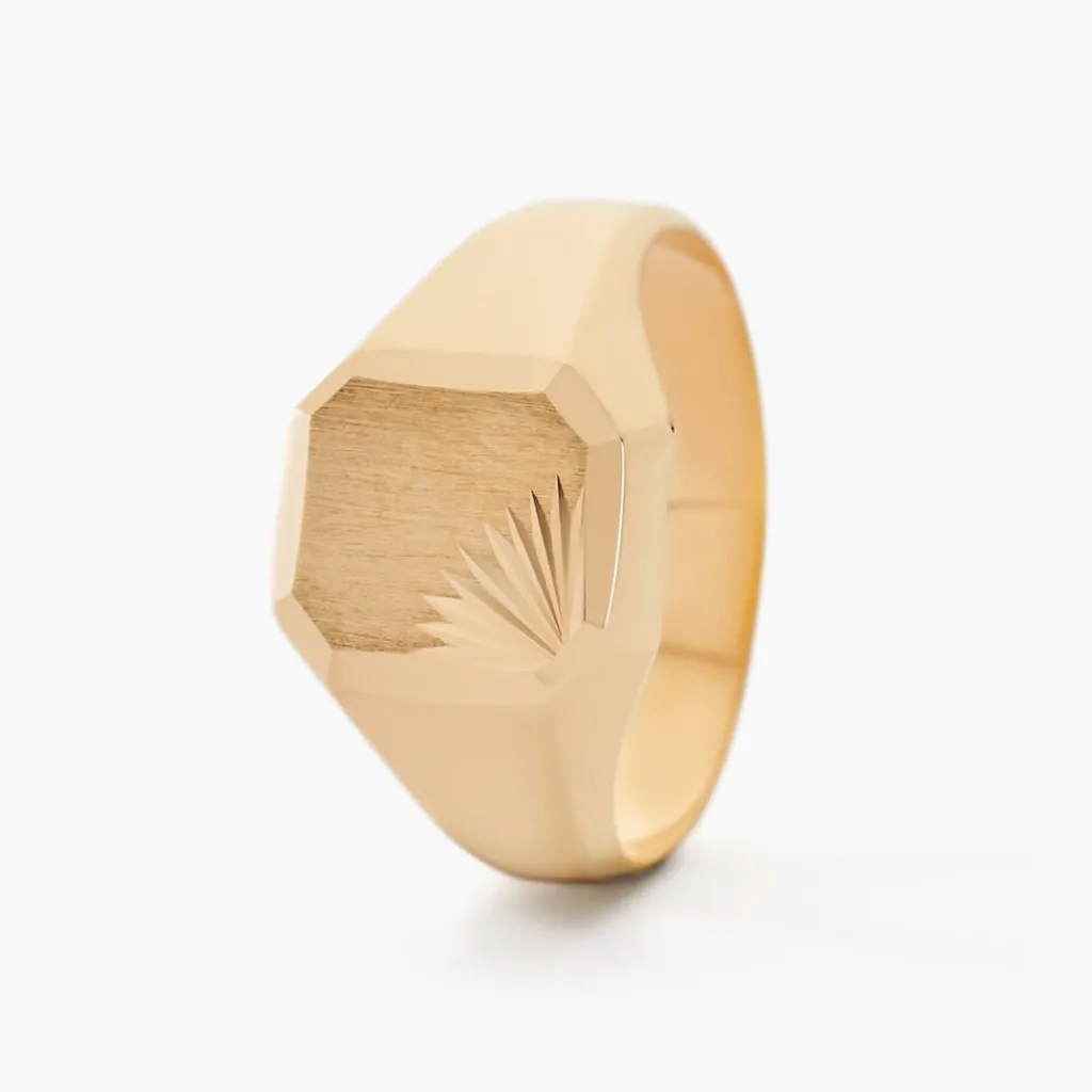 Histoire d'Or Chevalière Gregg Carree Diamantee Soleil Or Jaune Clearance