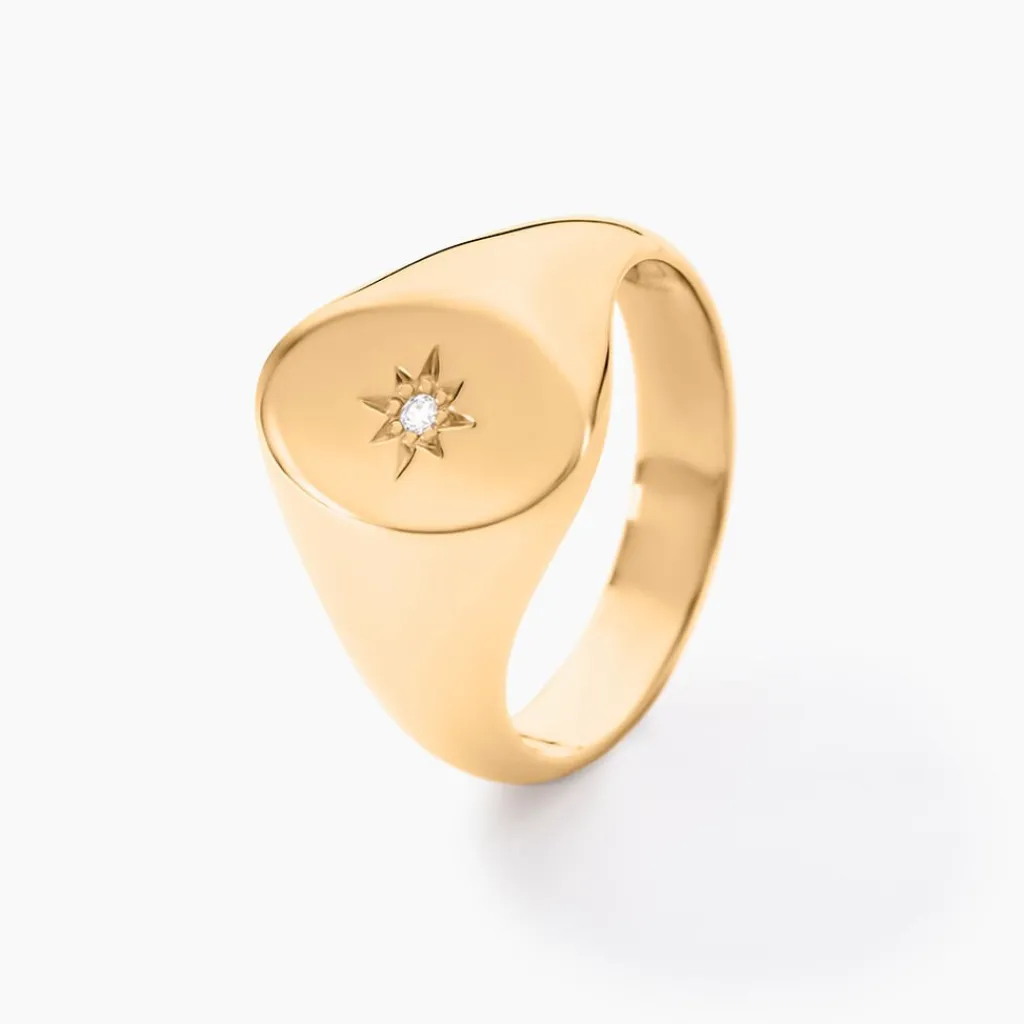 Histoire d'Or Chevalière Gwennen Plaqué Or Oxyde De Zirconium Online