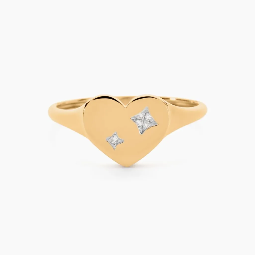 Histoire d'Or Chevalière Headley Or Jaune Diamant Discount