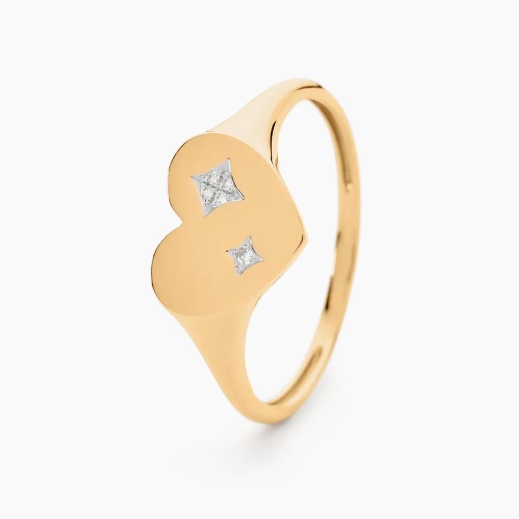 Histoire d'Or Chevalière Headley Or Jaune Diamant Discount