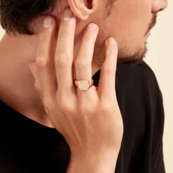 Histoire d'Or Chevalière Hide Plaqué Or Oxyde De Zirconium