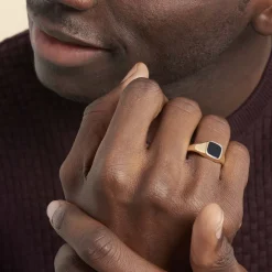 Histoire d'Or Chevalière Kauai Plaqué Or Jaune Pierre De Synthese Online