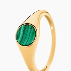 Histoire d'Or Chevalière Kenith Or Jaune Malachite Sale