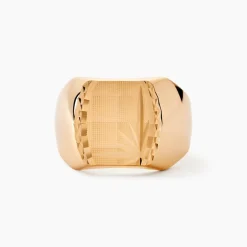 Histoire d'Or Chevalière Leoncette Plaqué Or Jaune Sale