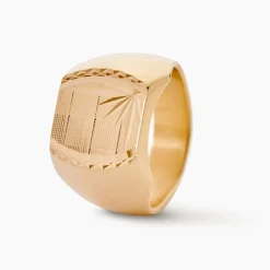 Histoire d'Or Chevalière Leoncette Plaqué Or Jaune Sale