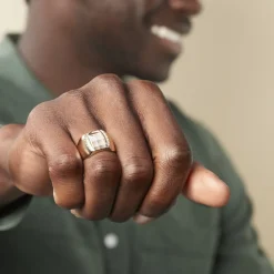 Histoire d'Or Chevalière Leoncette Plaqué Or Jaune Sale