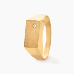 Histoire d'Or Chevalière Leyton Rectangle Or Jaune Oxyde De Zirconium Hot