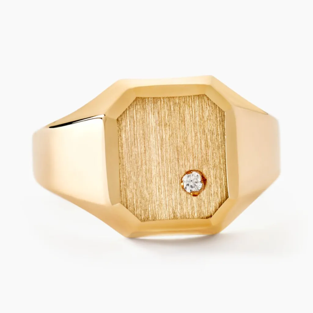 Histoire d'Or Chevalière Malcolm Carree Or Jaune Oxyde De Zirconium Sale