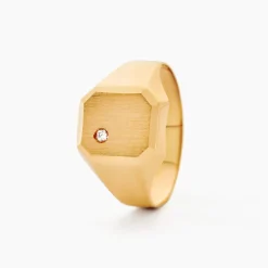 Histoire d'Or Chevalière Malcolm Carree Or Jaune Oxyde De Zirconium Sale