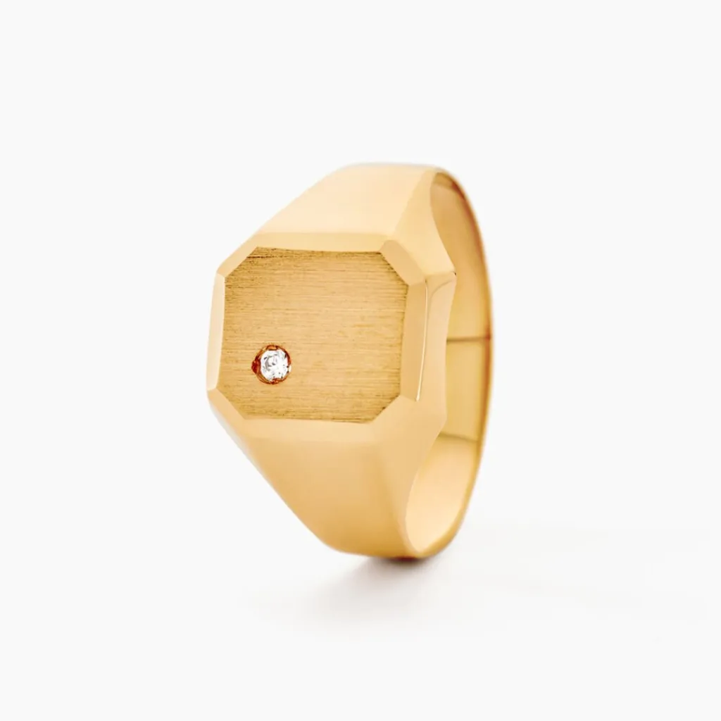 Histoire d'Or Chevalière Malcolm Carree Or Jaune Oxyde De Zirconium Sale