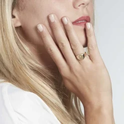 Histoire d'Or Chevalière Malcolm Carree Or Jaune Oxyde De Zirconium Sale