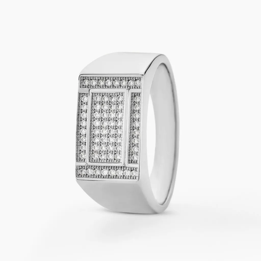 Histoire d'Or Chevalière Owena Argent Blanc Oxyde De Zirconium Best