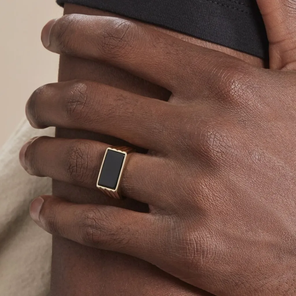 Histoire d'Or Chevalière Plaqué Hadrien Onyx Sale