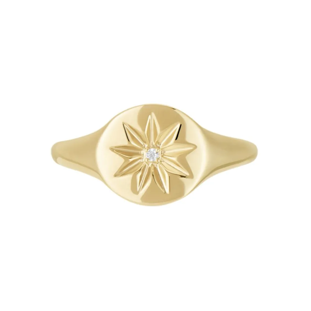 Histoire d'Or Chevalière Plaqué Or Crepinien Oxyde De Zirconium Hot