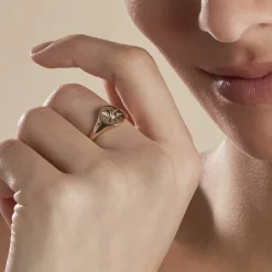 Histoire d'Or Chevalière Plaqué Or Crepinien Oxyde De Zirconium Hot