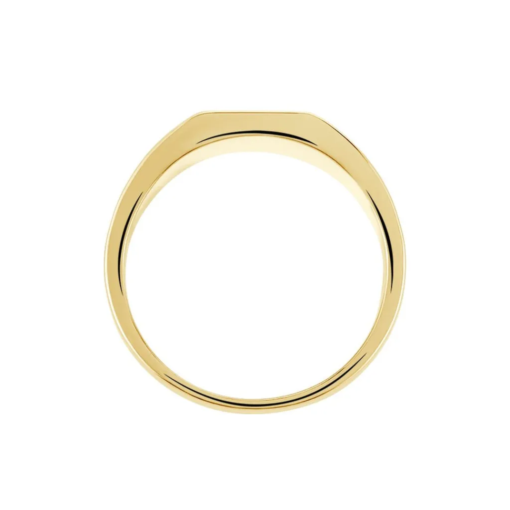 Histoire d'Or Chevalière Plaqué Or Jaune Ariston Email Noir New