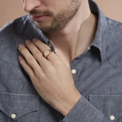 Histoire d'Or Chevalière Plaqué Or Jaune Nail Discount