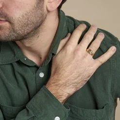 Histoire d'Or Chevalière Plaqué Or Jaune Luciano Hot